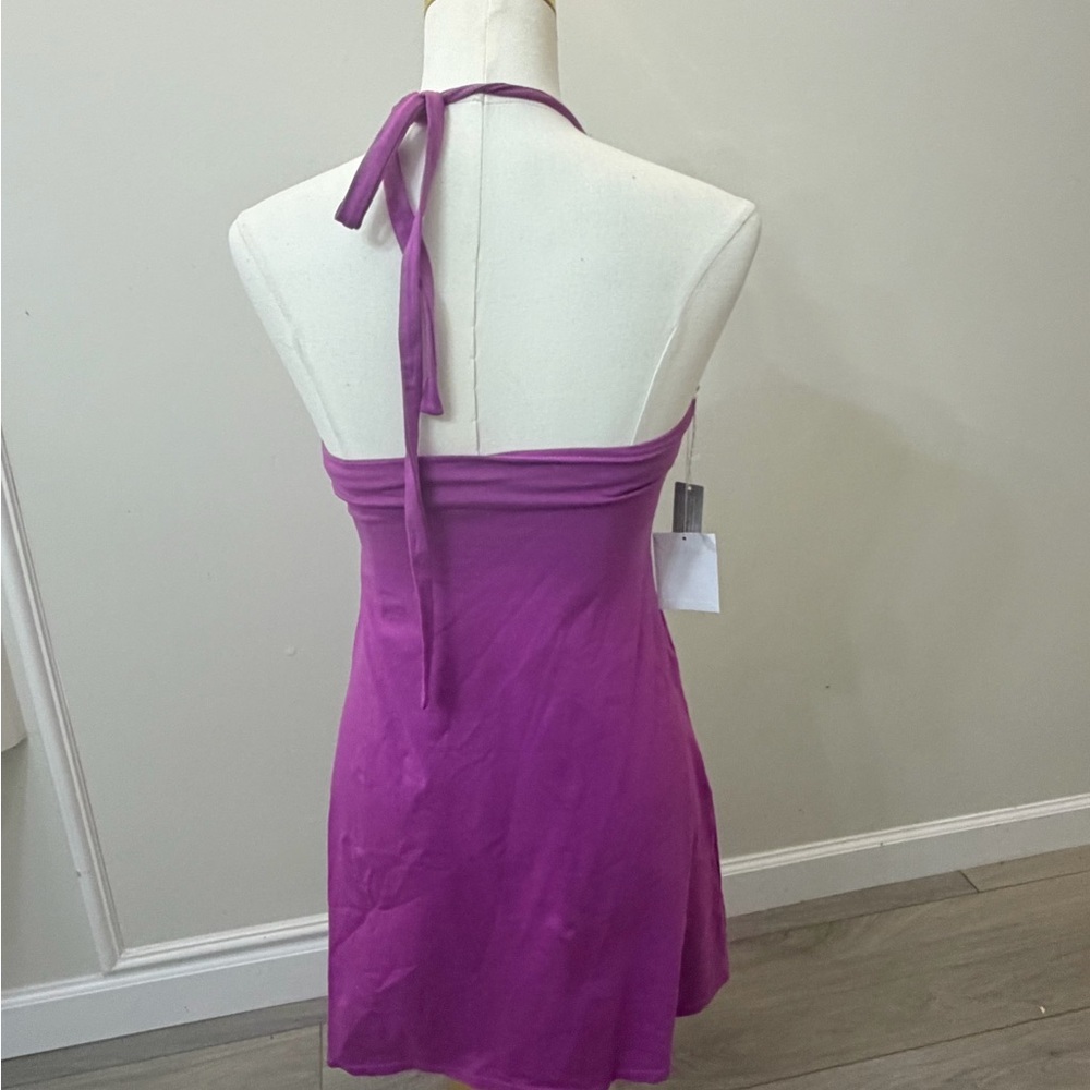 Sequin Halter Mini Dress in Violet - Picture 6 of 9